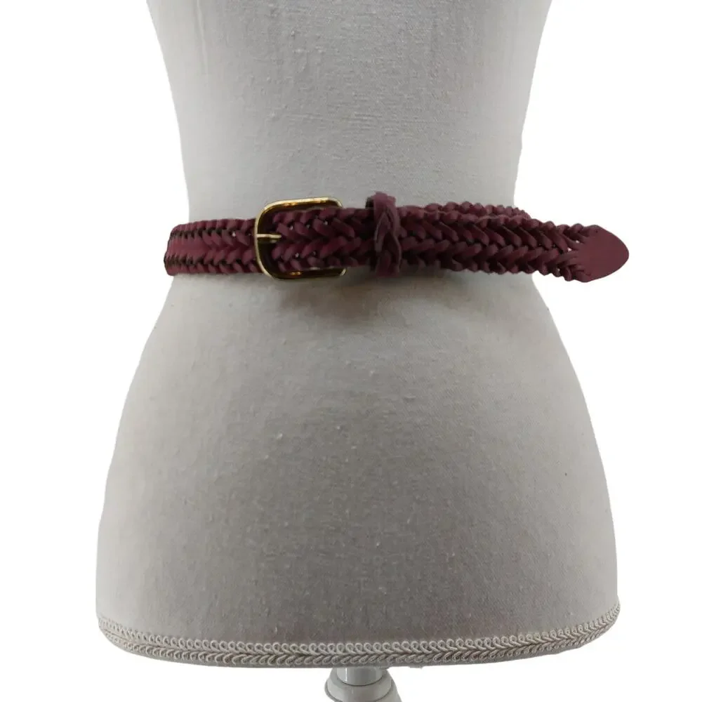 Vintage Capezio Small Medium Belt Magenta Leather Weaved Braided